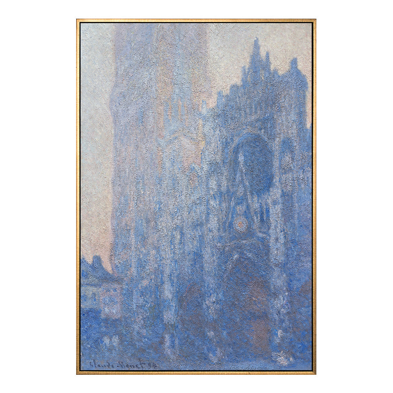 Vivolux | Monet Rouen Kathedrale Wandkunst Traditioneller Texturierter Leinwanddruck in Pastellfarbe