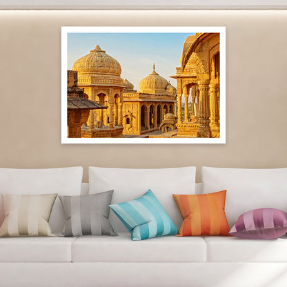 Vivolux | Architektur Kuppelhäuser Leinwandkunst Global Inspiriert Texturierte Wanddekoration in Gelb