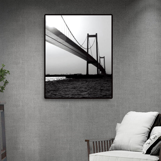 Vivolux | Sea Bridge Leinwand Wandkunst Nostalgische Atemberaubende Landschaft Wanddekoration in dunkler Farbe für Raum