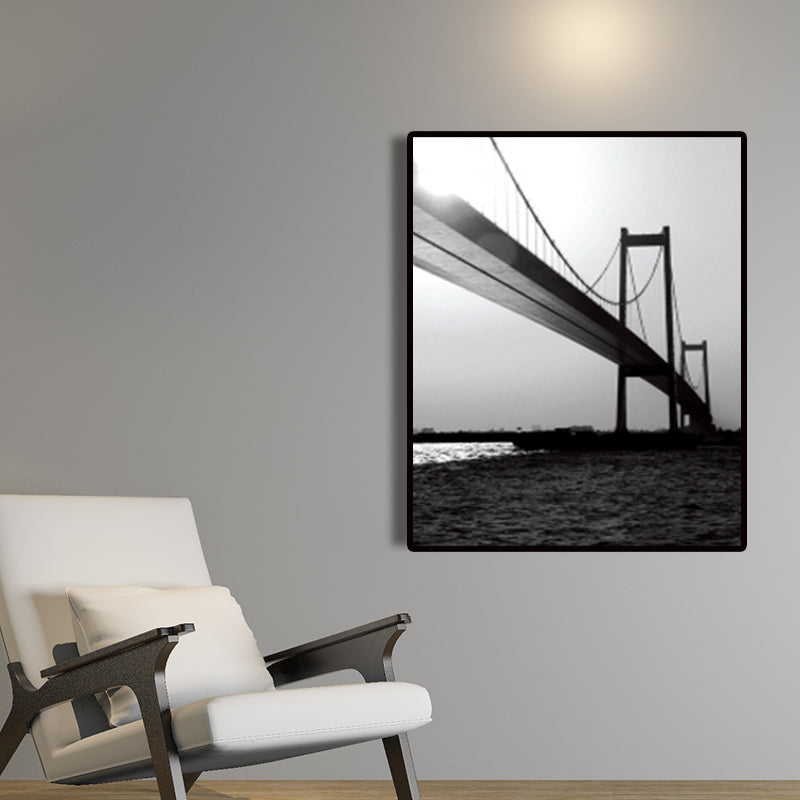 Vivolux | Sea Bridge Leinwand Wandkunst Nostalgische Atemberaubende Landschaft Wanddekoration in dunkler Farbe für Raum