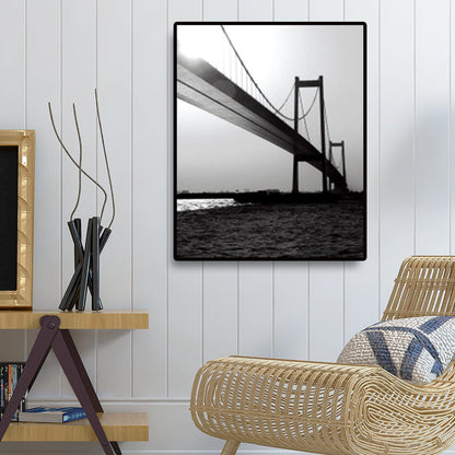 Vivolux | Sea Bridge Leinwand Wandkunst Nostalgische Atemberaubende Landschaft Wanddekoration in dunkler Farbe für Raum