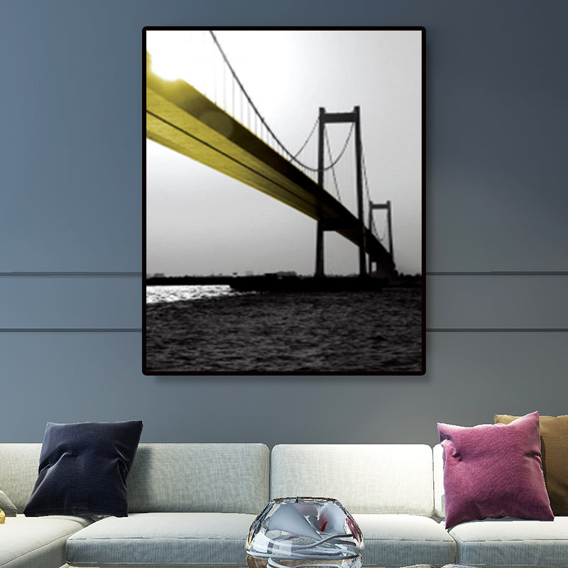 Vivolux | Sea Bridge Leinwand Wandkunst Nostalgische Atemberaubende Landschaft Wanddekoration in dunkler Farbe für Raum