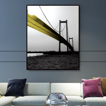 Vivolux | Sea Bridge Leinwand Wandkunst Nostalgische Atemberaubende Landschaft Wanddekoration in dunkler Farbe für Raum