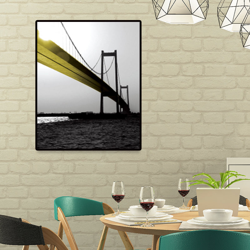 Vivolux | Sea Bridge Leinwand Wandkunst Nostalgische Atemberaubende Landschaft Wanddekoration in dunkler Farbe für Raum