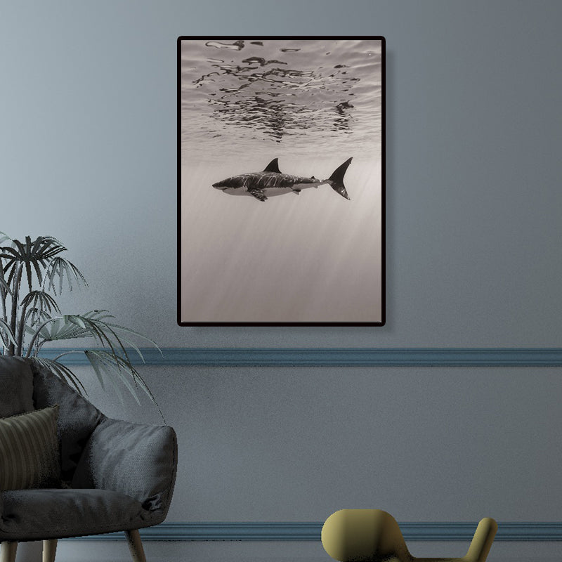 Vivolux | Grijze Haai Wanddecoratie Onderwaterwereld Moderne Textuur Canvasprint voor Eetkamer