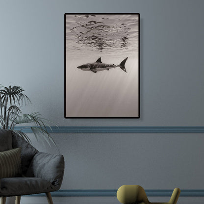 Vivolux | Grijze Haai Wanddecoratie Onderwaterwereld Moderne Textuur Canvasprint voor Eetkamer