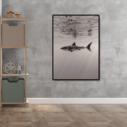 Vivolux | Grijze Haai Wanddecoratie Onderwaterwereld Moderne Textuur Canvasprint voor Eetkamer