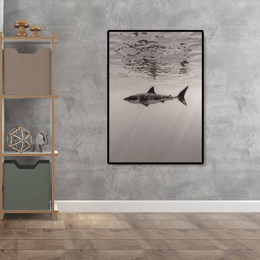 Vivolux | Grijze Haai Wanddecoratie Onderwaterwereld Moderne Textuur Canvasprint voor Eetkamer