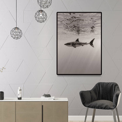 Vivolux | Grijze Haai Wanddecoratie Onderwaterwereld Moderne Textuur Canvasprint voor Eetkamer