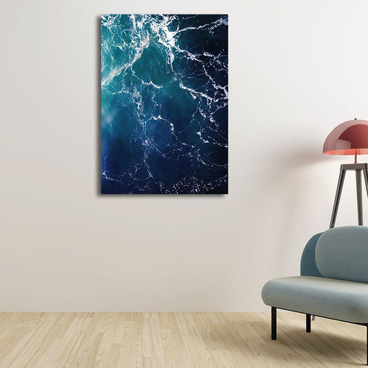 Vivolux | Tropisches Ozean Wasser Kunstdruck Leinwand Texturiert Dunkle Farbe Wanddekoration für das Wohnzimmer