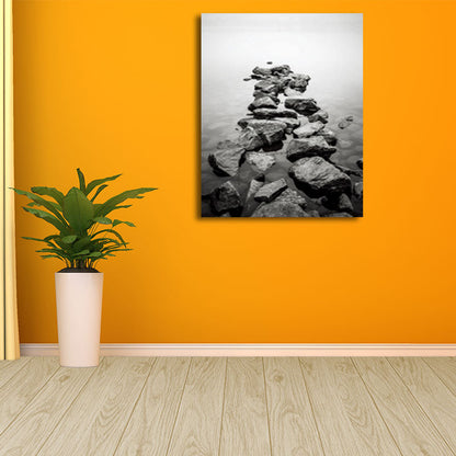 Vivolux | Fotoposter Flusssteine Leinwand Wandkunst für das Wohnzimmer, Grau und Gelb, Texturiert