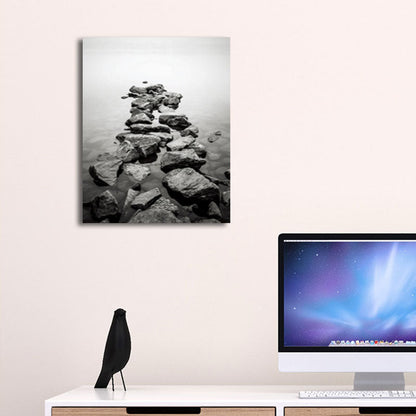 Vivolux | Fotoposter Flusssteine Leinwand Wandkunst für das Wohnzimmer, Grau und Gelb, Texturiert