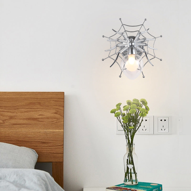 Vivolux | Chrome Spider Wandleuchte Licht Modern Klar Glas 1 Licht Wandbeleuchtung für Schlafzimmer