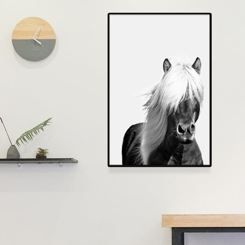 Vivolux | Dunkle Farbe Steed Wanddekoration Texturierte Oberfläche Wandkunstdruck für das Wohnzimmer