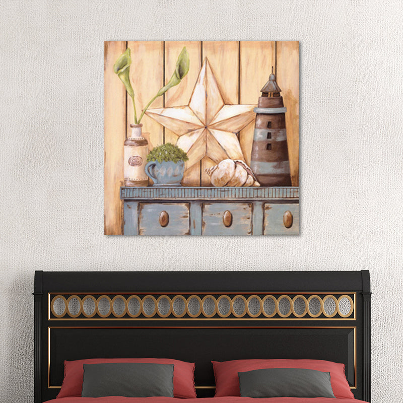 Vivolux | Farmhouse Cabinet und Sundries Malerei Pastellfarbe Haus Innenwandkunst Druck