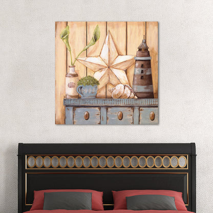 Vivolux | Farmhouse Cabinet und Sundries Malerei Pastellfarbe Haus Innenwandkunst Druck