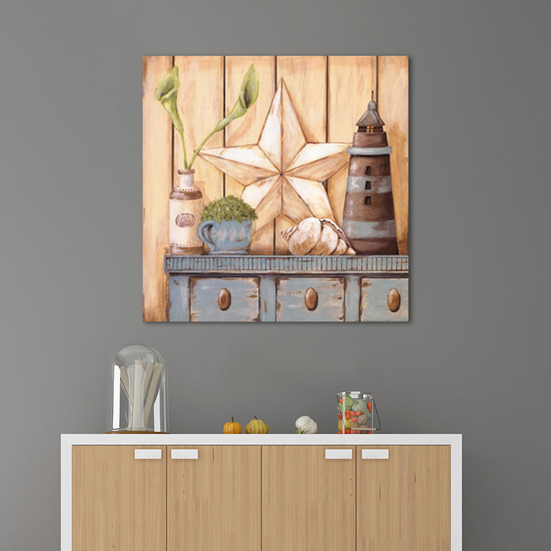 Vivolux | Farmhouse Cabinet und Sundries Malerei Pastellfarbe Haus Innenwandkunst Druck