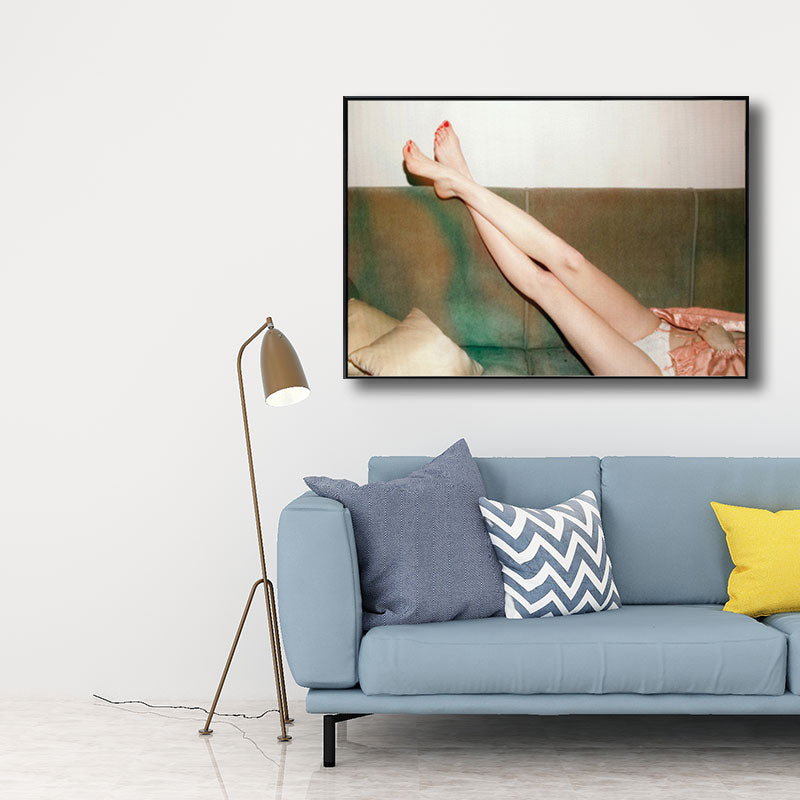 Vivolux | Liegende Frau Wanddekoration Moderne Texturierte Leinwand Kunst in Weiß für Salon, Verschiedene Größen