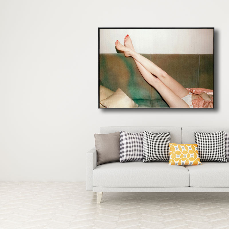 Vivolux | Liegende Frau Wanddekoration Moderne Texturierte Leinwand Kunst in Weiß für Salon, Verschiedene Größen