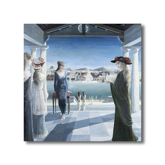 Vivolux | Ölgemälde nostalgischer Stil Leinwand Frauenfiguren in Blau, Mehrere Größen verfügbar