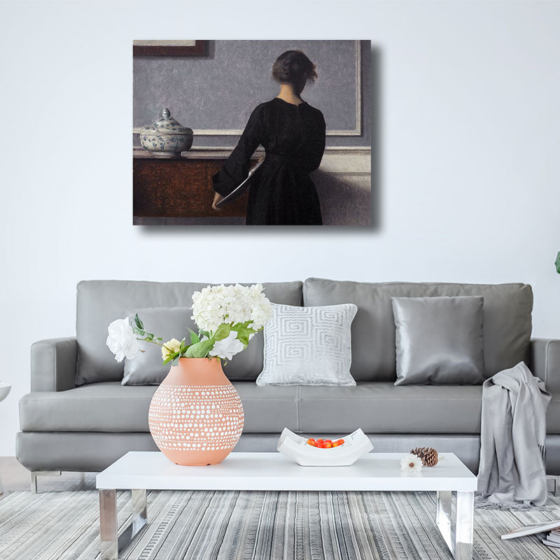 Vivolux | Jungen Mädchen Rückendruck Retro Stil Leinwand Wandkunst Druck, mehrere Größenoptionen