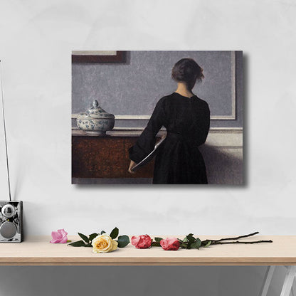 Vivolux | Jungen Mädchen Rückendruck Retro Stil Leinwand Wandkunst Druck, mehrere Größenoptionen