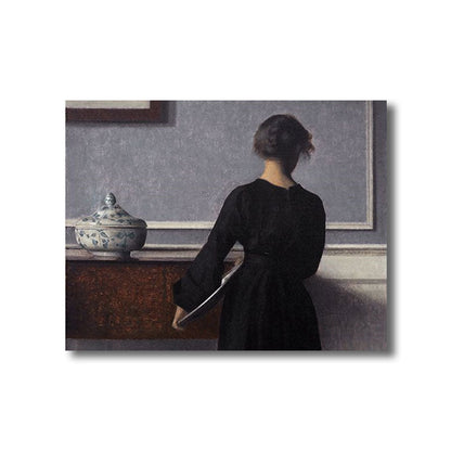 Vivolux | Jungen Mädchen Rückendruck Retro Stil Leinwand Wandkunst Druck, mehrere Größenoptionen