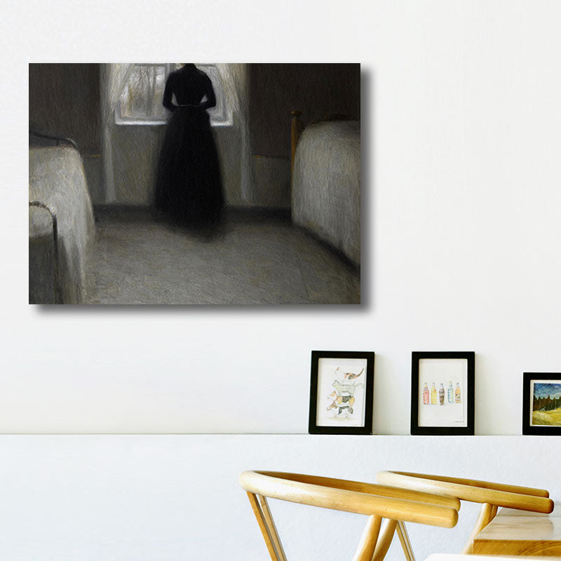 Vivolux | Jungen Mädchen Rückendruck Retro Stil Leinwand Wandkunst Druck, mehrere Größenoptionen