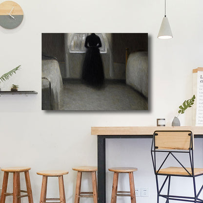 Vivolux | Jungen Mädchen Rückendruck Retro Stil Leinwand Wandkunst Druck, mehrere Größenoptionen