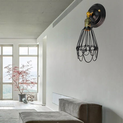 Vivolux | Gegoten ijzeren draadbescherming wandverlichting boerderij stijl 1 bol restaurant draaibare scone lamp in zwart/bronze