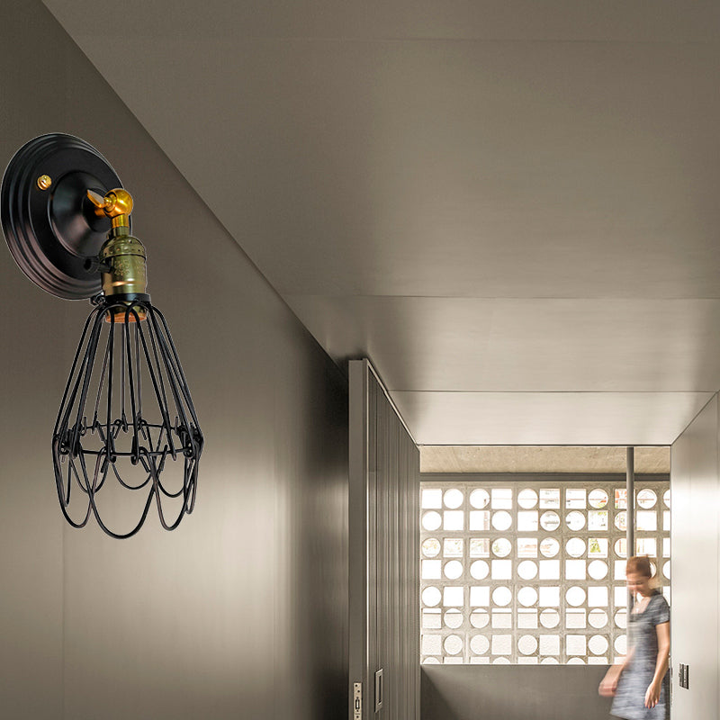 Vivolux | Gegoten ijzeren draadbescherming wandverlichting boerderij stijl 1 bol restaurant draaibare scone lamp in zwart/bronze