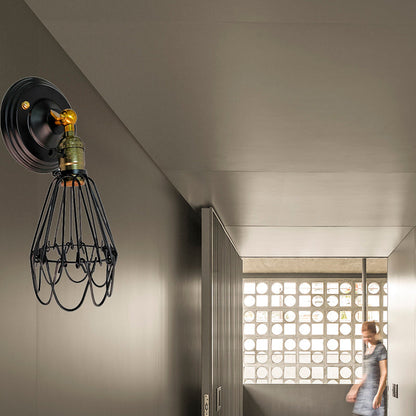 Vivolux | Gegoten ijzeren draadbescherming wandverlichting boerderij stijl 1 bol restaurant draaibare scone lamp in zwart/bronze