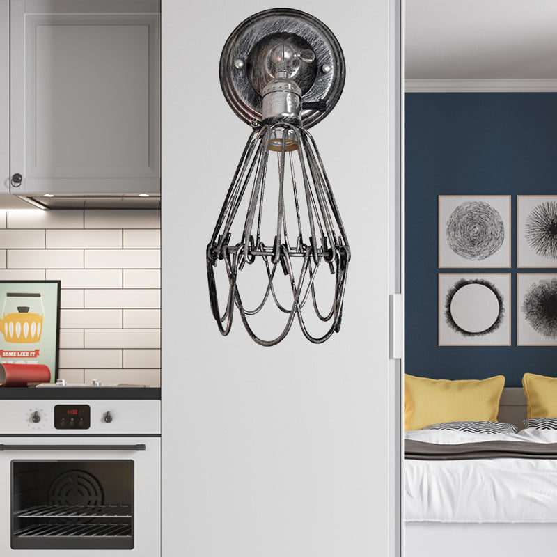 Vivolux | Gegoten ijzeren draadbescherming wandverlichting boerderij stijl 1 bol restaurant draaibare scone lamp in zwart/bronze