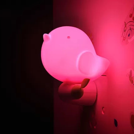 Vivolux | Kindergarten Dickes Vogel Wandlicht Plastik Bonbonfarben Steckdosen-LED Nachtlicht