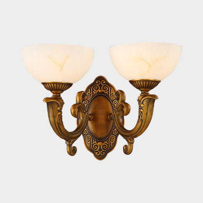 Vivolux | Rustieke Zwevende Arm Wandlamp 1/2-Licht Metaal Wandverlichting Ideeën in Messing met Kom Matglas Shade