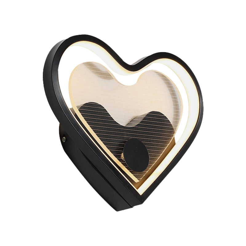 Vivolux | Herz/Wolke Wandbeleuchtung Nordic Acryl Schwarz/Weiß LED Wandmontierte Lichtleuchte für Schlafzimmer