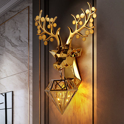 Vivolux | Diamant Käfig/Elongierte Orb Metall Wandlampe Vintage 1-Glühbirne Wohnzimmer Wandbeleuchtung Idee in Schwarz/Silber/Gold