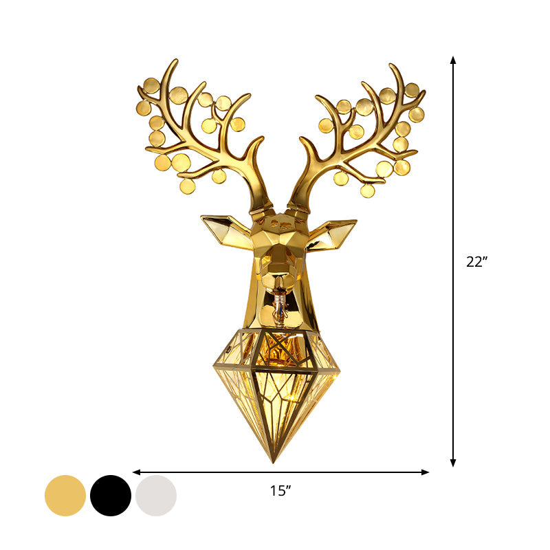 Vivolux | Diamant Käfig/Elongierte Orb Metall Wandlampe Vintage 1-Glühbirne Wohnzimmer Wandbeleuchtung Idee in Schwarz/Silber/Gold