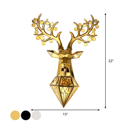 Vivolux | Diamant Käfig/Elongierte Orb Metall Wandlampe Vintage 1-Glühbirne Wohnzimmer Wandbeleuchtung Idee in Schwarz/Silber/Gold