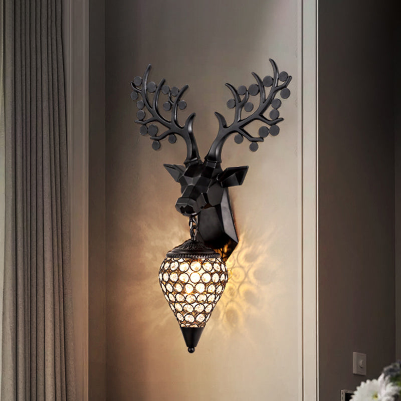 Vivolux | Diamant Käfig/Elongierte Orb Metall Wandlampe Vintage 1-Glühbirne Wohnzimmer Wandbeleuchtung Idee in Schwarz/Silber/Gold