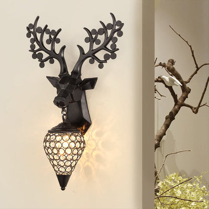 Vivolux | Diamant Käfig/Elongierte Orb Metall Wandlampe Vintage 1-Glühbirne Wohnzimmer Wandbeleuchtung Idee in Schwarz/Silber/Gold