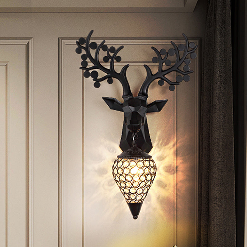 Vivolux | Diamant Käfig/Elongierte Orb Metall Wandlampe Vintage 1-Glühbirne Wohnzimmer Wandbeleuchtung Idee in Schwarz/Silber/Gold