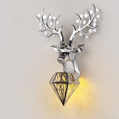 Vivolux | Diamant Käfig/Elongierte Orb Metall Wandlampe Vintage 1-Glühbirne Wohnzimmer Wandbeleuchtung Idee in Schwarz/Silber/Gold