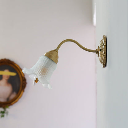 Vivolux | Einzelne Lichtblumenwandlampe Antikmessing Weiße Prisma-Glas Wandbeleuchtungseinheit