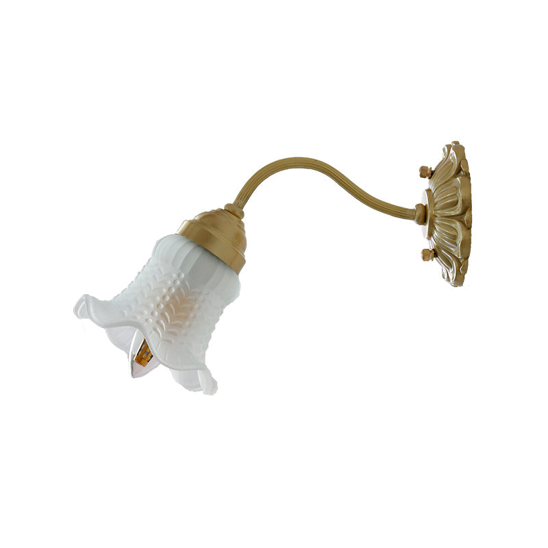 Vivolux | Einzelne Lichtblumenwandlampe Antikmessing Weiße Prisma-Glas Wandbeleuchtungseinheit