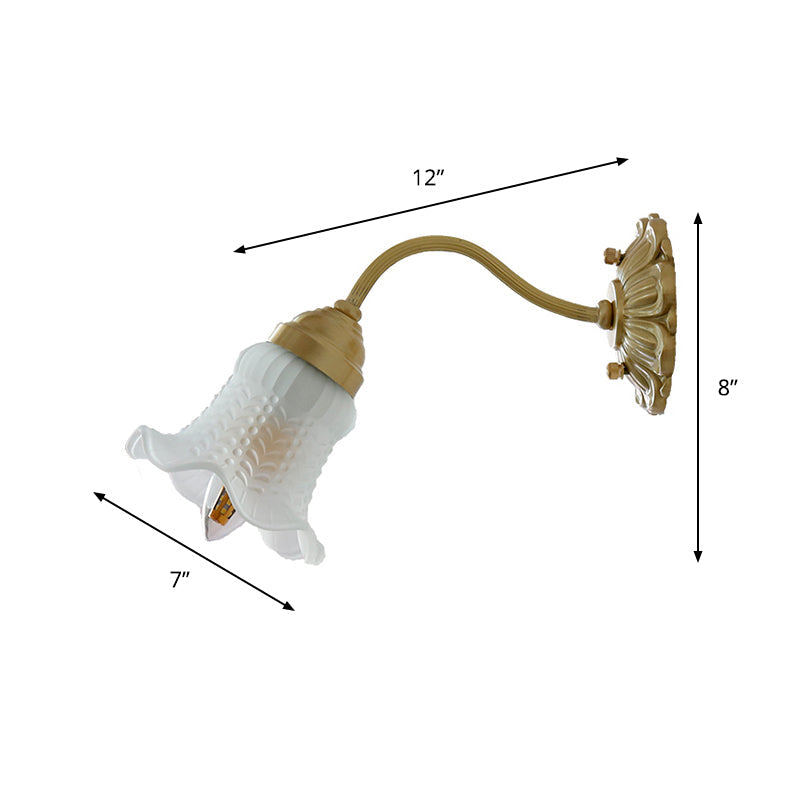 Vivolux | Einzelne Lichtblumenwandlampe Antikmessing Weiße Prisma-Glas Wandbeleuchtungseinheit