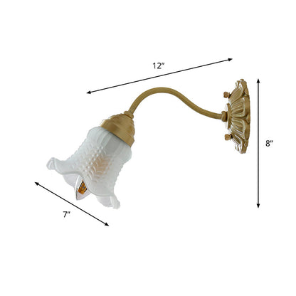 Vivolux | Einzelne Lichtblumenwandlampe Antikmessing Weiße Prisma-Glas Wandbeleuchtungseinheit