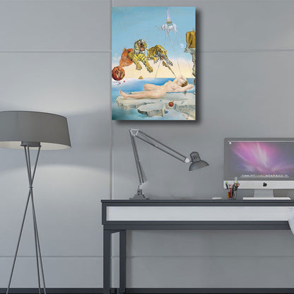 Vivolux | Salvador Dali Tiger Gemälde Surrealismus Texturiert Wohnzimmer Wandkunst Dekor in Blau