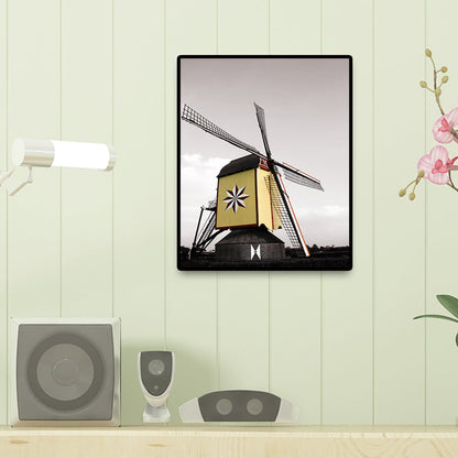 Vivolux | Zeitgenössische Windmühlen-Leinwand Wandkunst Helle Farbe Texturierte Wanddekoration für Schlafzimmer
