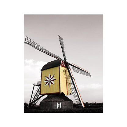 Vivolux | Zeitgenössische Windmühlen-Leinwand Wandkunst Helle Farbe Texturierte Wanddekoration für Schlafzimmer